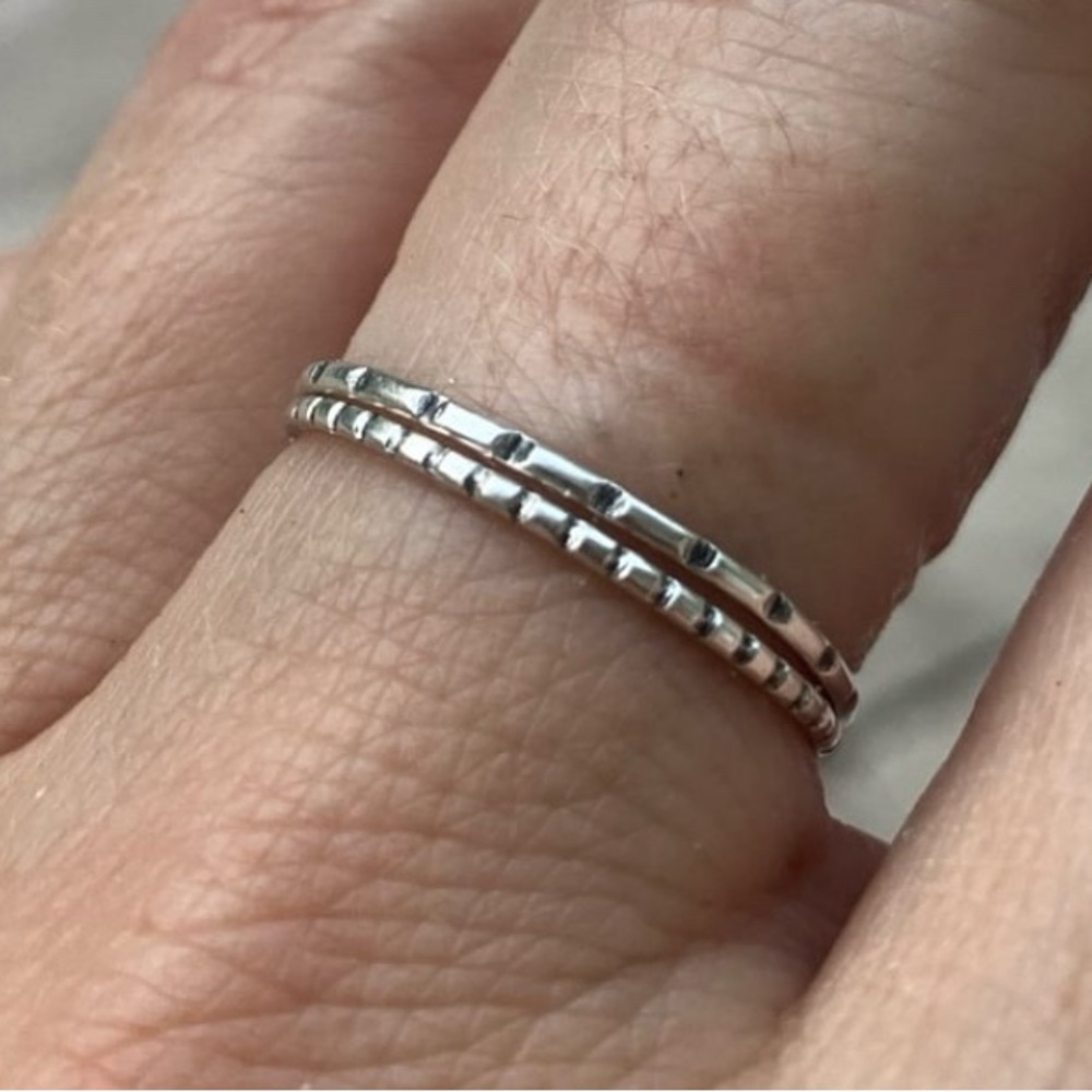 2 Dainty Sterling Silver stacking rings - Size 7